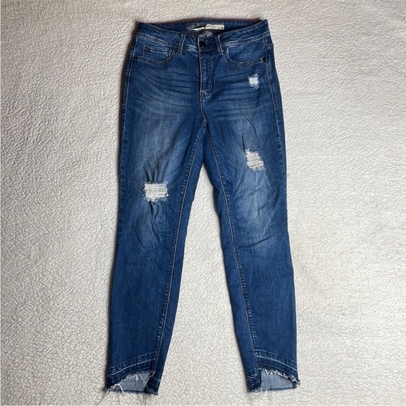 Seven 7 dark distressed Raw Hem Jeans Dark Wash Size 6 - Picture 6 of 9